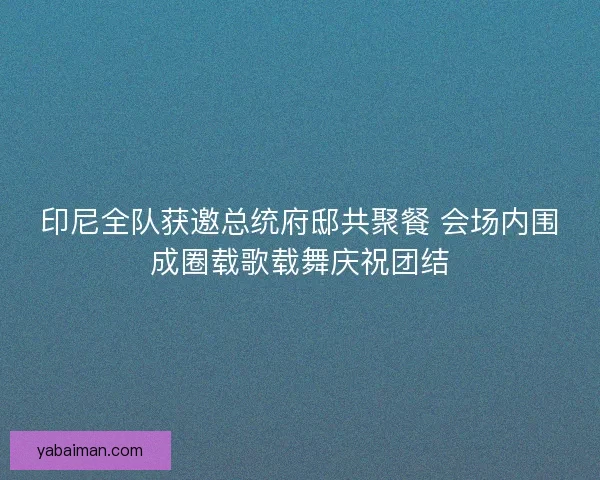 印尼全队获邀总统府邸共聚餐 会场内围成圈载歌载舞庆祝团结